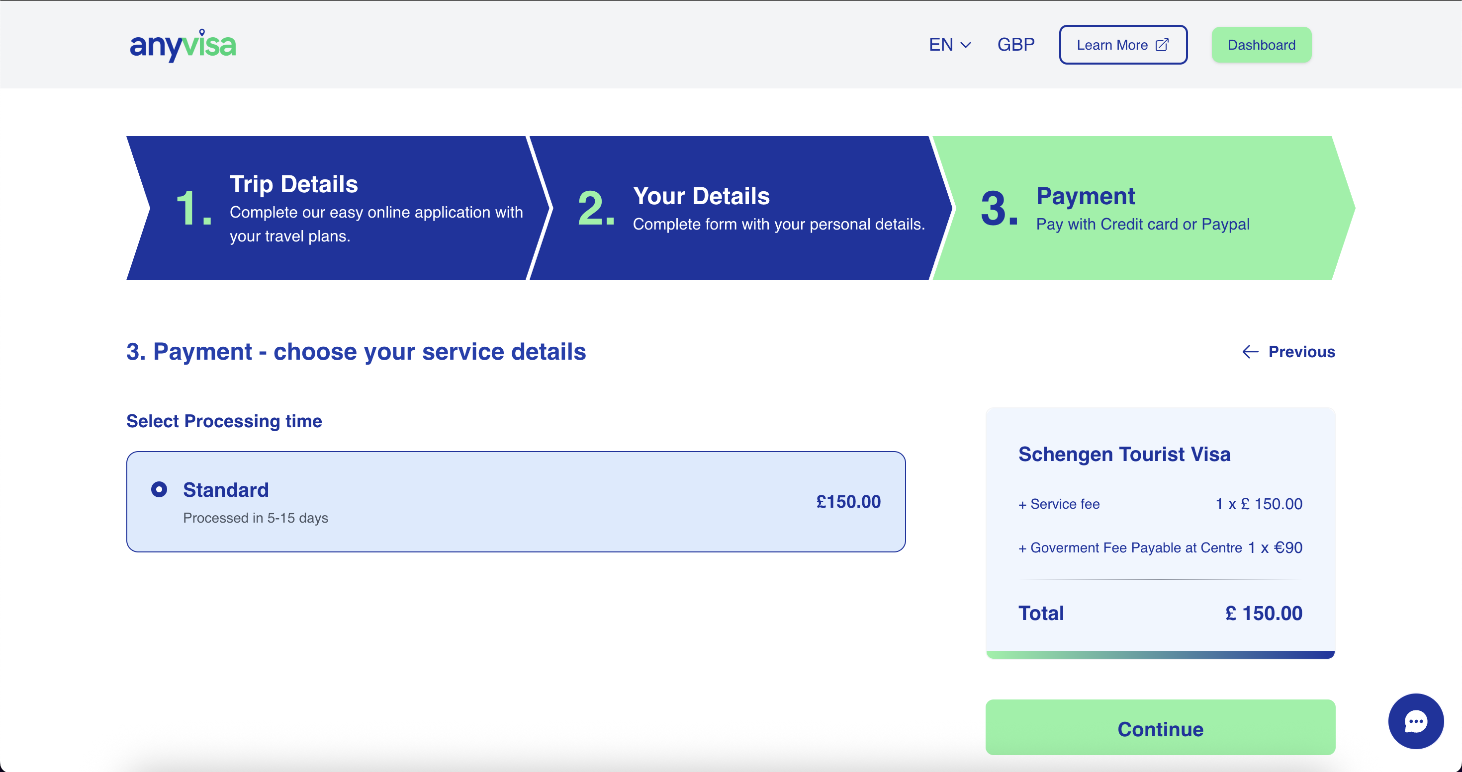Anyvisa platform — screen 4