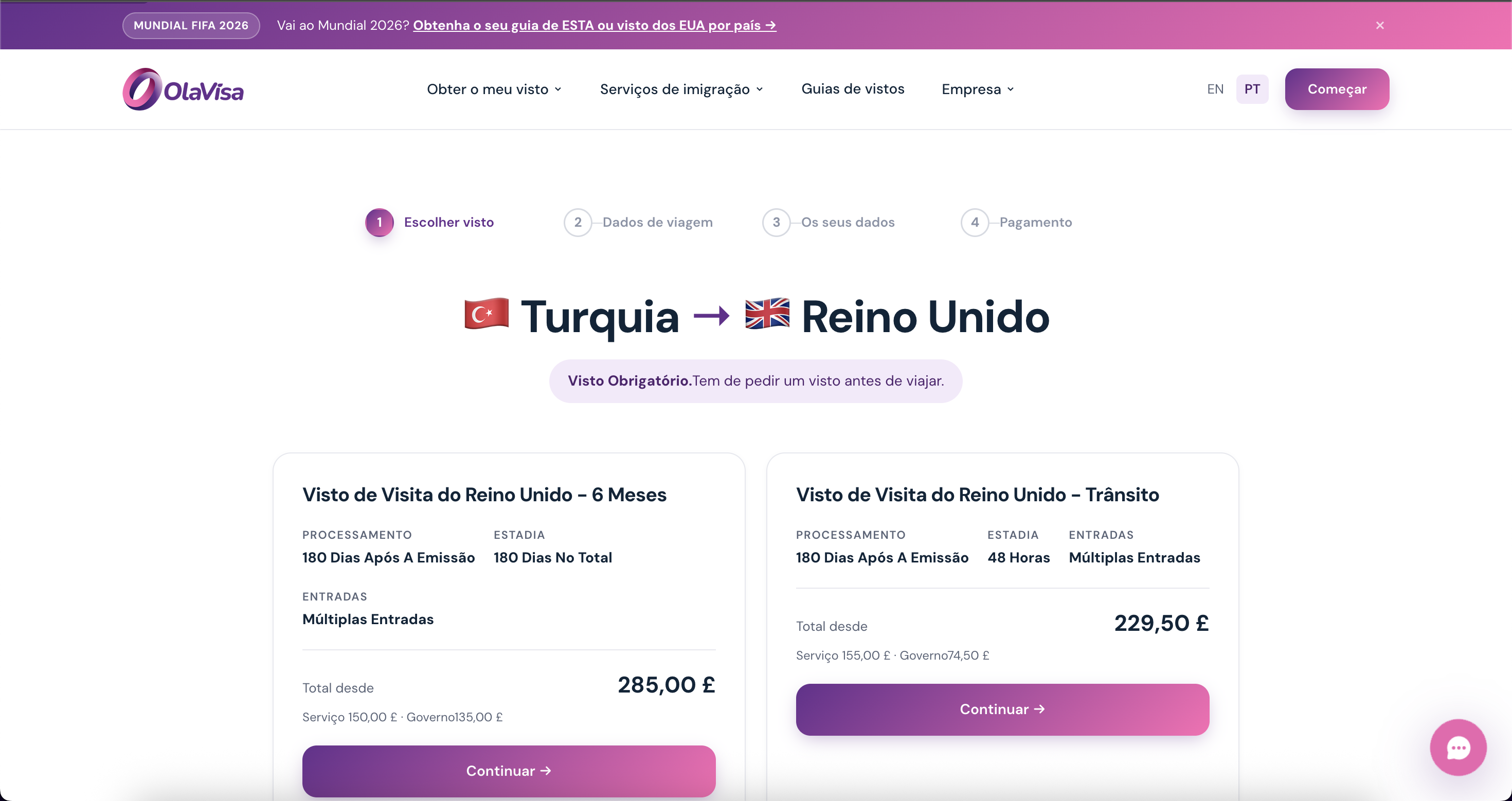 OlaVisa platform — screen 5