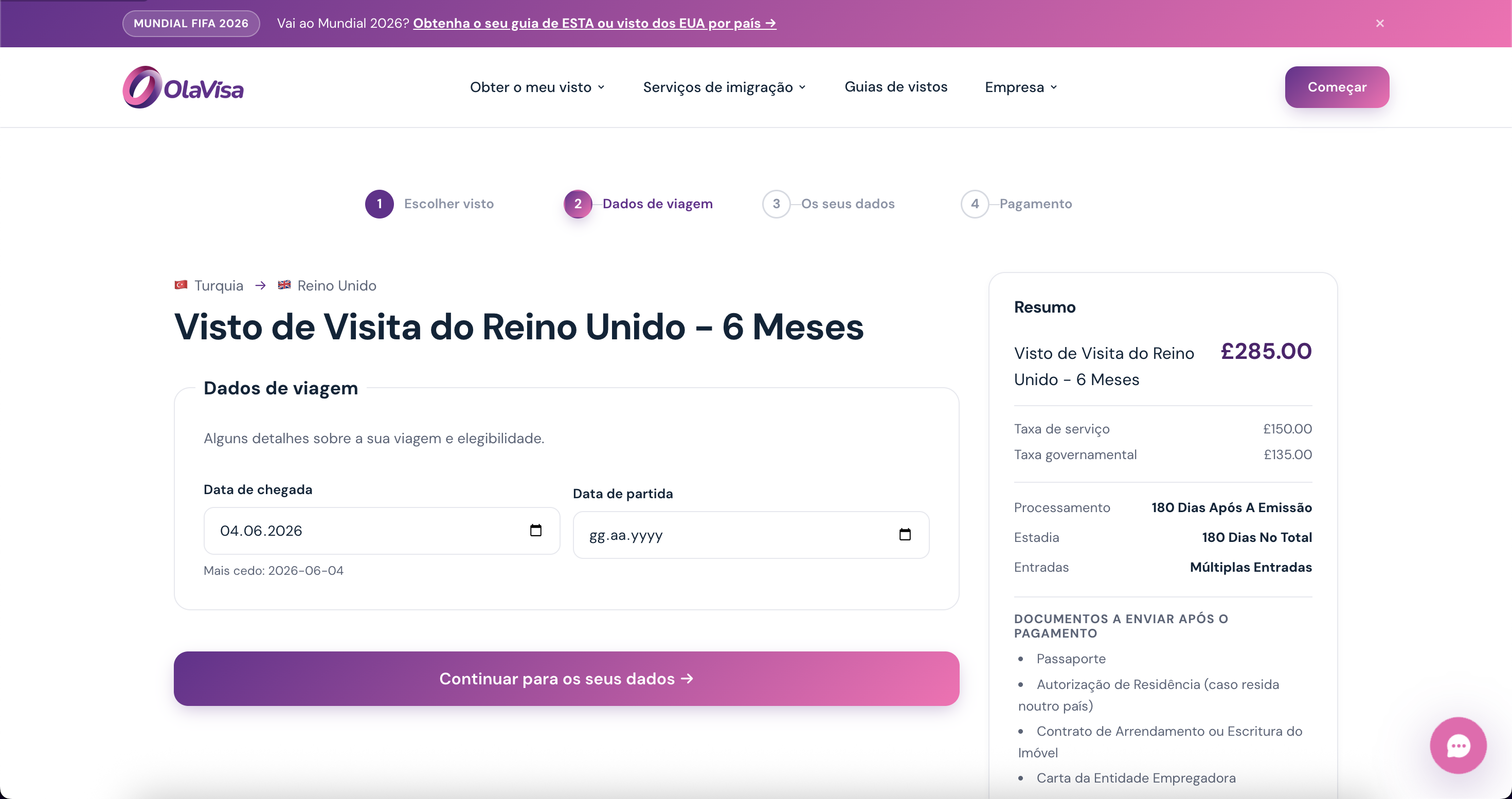 OlaVisa platform — screen 6
