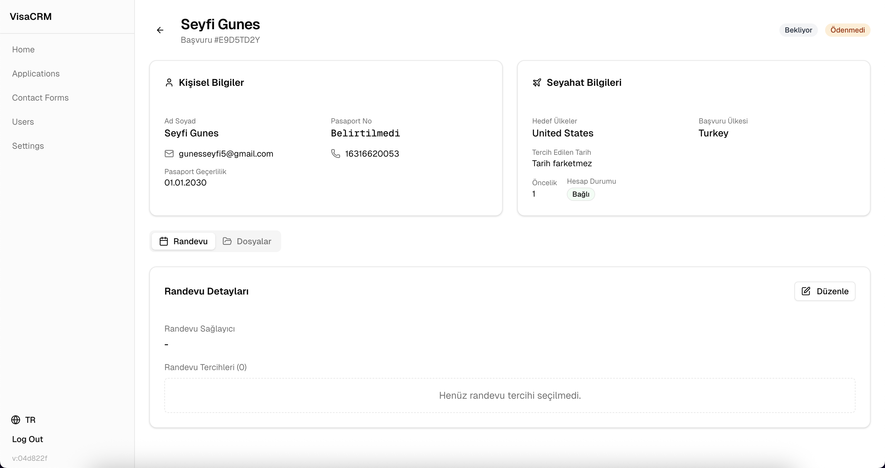 RotaVisa platform — screen 4